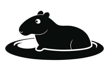 Capybara Relaxing in Hot Spring Silhouette Vector