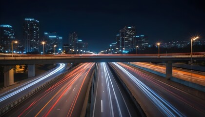 Fototapeta premium Night City Highway Lights Trails