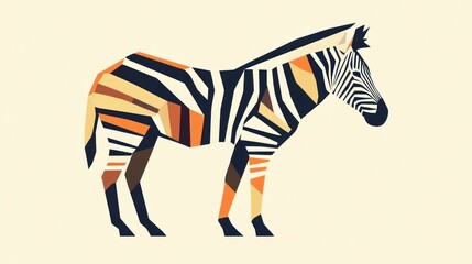 Fototapeta premium Geometric zebra design in warm colors.