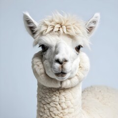 Obraz premium Portrait of a fluffy white Alpaca