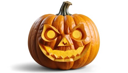 Obraz premium Carved Halloween Pumpkin with Glowing Face