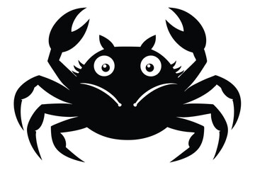 Crab with Raised Claws Silhouette Cartoon Vector