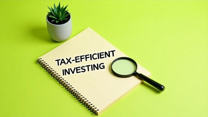 Tax-efficient investing concept. Strategy that minimizes the impact of taxes on investment returns, allowing you to keep more of your gains. Business and finance. Notepad with the inscription