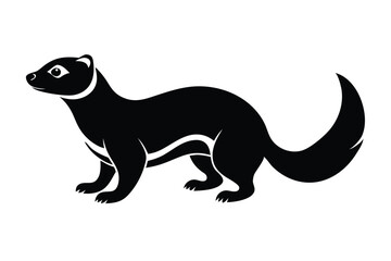 Ferret Slinking Along Ground Silhouette Vector Design