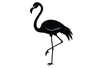 Flamingo Standing on One Leg Silhouette Vector
