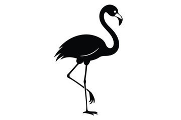 Flamingo Standing on One Leg Silhouette Vector