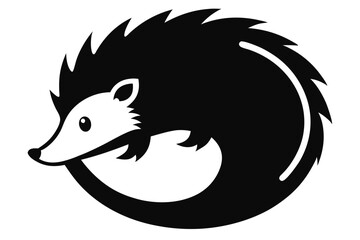 Hedgehog Curled Into a Ball Silhouette Vector Line