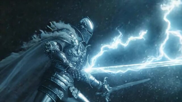 Dark Fantasy Knight with Glowing Sword