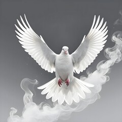 Fototapeta premium White Dove in Flight, Smoke Background
