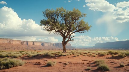 Fototapeta premium High-resolution shot of a lonely tree persisting in the middle of a desert