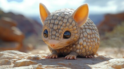 Obraz premium A digital illustration of a tiny, adorable, armored mammal.