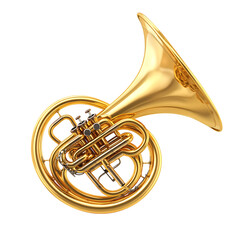 french horn cartoon isolated on white background full depth of field 