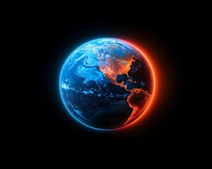 Global warming with Earth, night, and space.