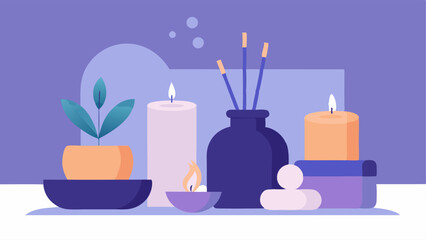 Relaxation Accessories The scene includes calming features like soft ambient lighting a potted plant and aromatherapy candles near the therapy session setup.