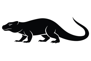 Komodo Dragon Walking Silhouette Vector Illustration
