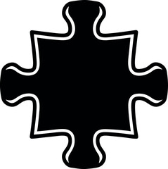 Obraz premium Simple black jigsaw puzzle piece vector isolated on a white background