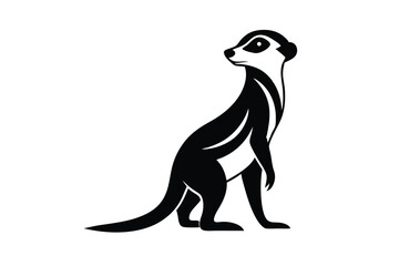 Meerkat Standing Alert Silhouette in Savannah Vector