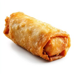 A golden crispy fried vegetable spring roll with a crunchy coating, tender vegetable filling, and a slight golden hue