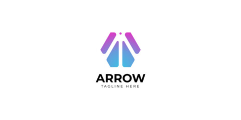 Arrow AI logo design, AI Gradient logo design, technology logo design template