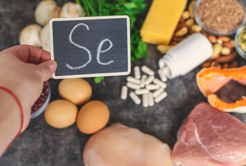 Foods contain selenium food. Selective focus.