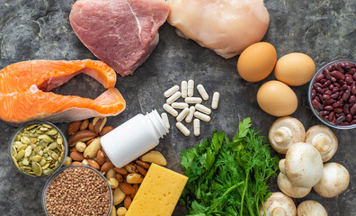 Foods contain zinc food. Selective focus.