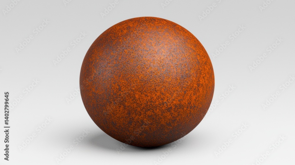 Poster a 3d rendering of a rusty sphere.