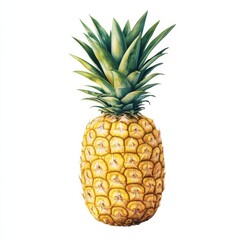 Fototapeta premium A juicy golden slice of pineapple with vibrant yellow flesh and sharp edges, isolated white background, hyperrealism art style