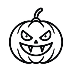 Scary Pumpkin Outline Vector Design.
