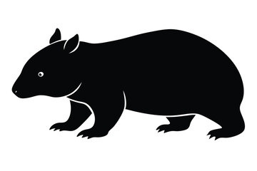 Wombat Walking with Stubby Legs Silhouette Vector