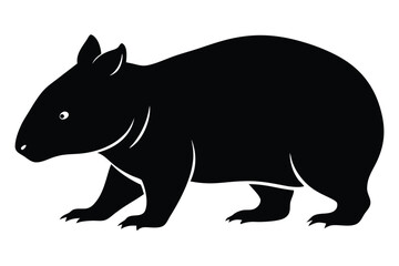 Wombat Walking with Stubby Legs Silhouette Vector