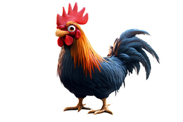 Fototapeta premium Rooster full-body photorealistic isolated on a transparent background PNG