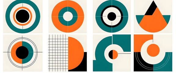 Abstract Geometric Shapes in Teal and Orange