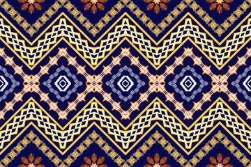 Ethnic Figure aztec embroidery style.Geometric ikat oriental traditional art pattern.Design for ethnic background,wallpaper,fashion,clothing,wrapping,fabric,element,sarong,graphic,vector illustration.