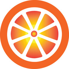 Fototapeta premium a vibrant orange and yellow gradient pie chart icon with white lines