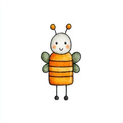 Obraz premium Cute Cartoon Bee Illustration Orange Yellow Stripes Simple Style Digital Art