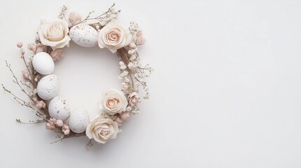 Delicate Floral Wreath on Background with Space for Text for Spring Celebrations