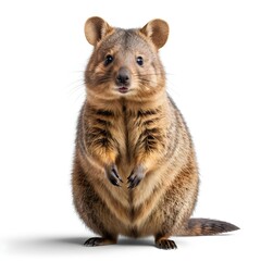 Fototapeta premium Adorable Quokka Posing on White Background