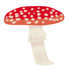 Red Mushroom with White Dots Vector Illustration