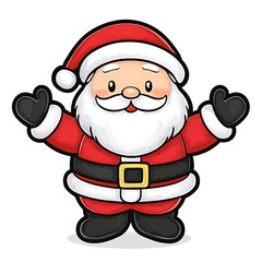 Cartoon Santa, Happy Pose, White Background