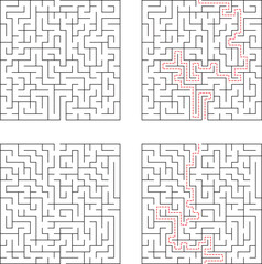 Square Maze Puzzle Collection With Solution Paths For Problem Solving Challenges