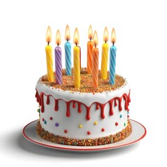 Birthday Cake with Colorful Candles