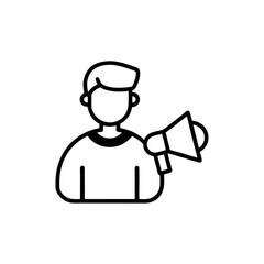 Influencer Marketing Icon Person with Megaphone and Hearts in Line Style
