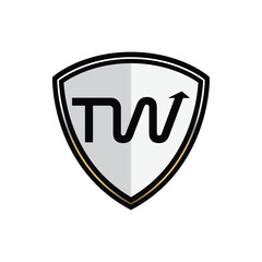 Initial letter wt logo or tw logo vector design template with shield emblem