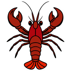 Cartoon Lobster Illustration - Red Crustacean with Claws