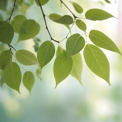 Fresh Green Leaves on Branch