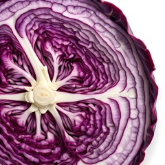 Obraz premium Close-up of a Sliced Red Cabbage Revealing its Intricate Pattern