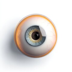3D Medical Icon of Eye with Highlighted Lens for Visual Reference