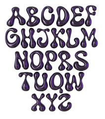 glossy alphabet 3d illustration. isolated on white background.