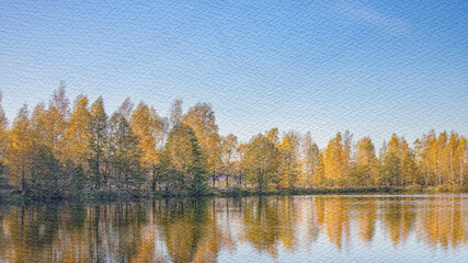 Fototapeta premium Serene lake with trees in the background