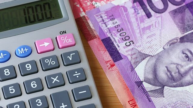 Philippines Money. Conversion of Philippine Pesos. Calculator, Economic Concept. Banking and Finance